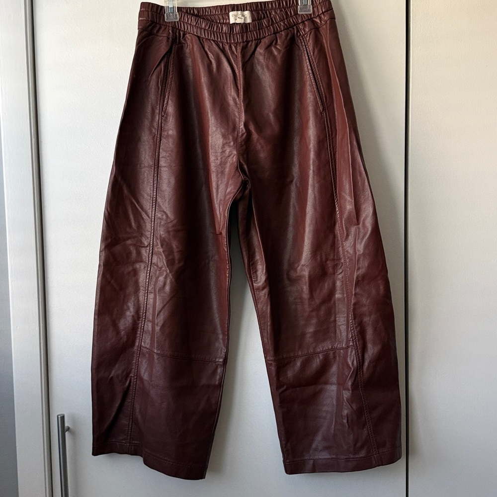 Anthropologie Pilcro The Izzie Relaxed‎ Pull-On Barrel Trousers Faux Leather - Picture 2 of 7